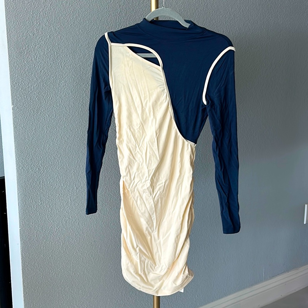 CIDER Stretchy Blue and Cream Dress